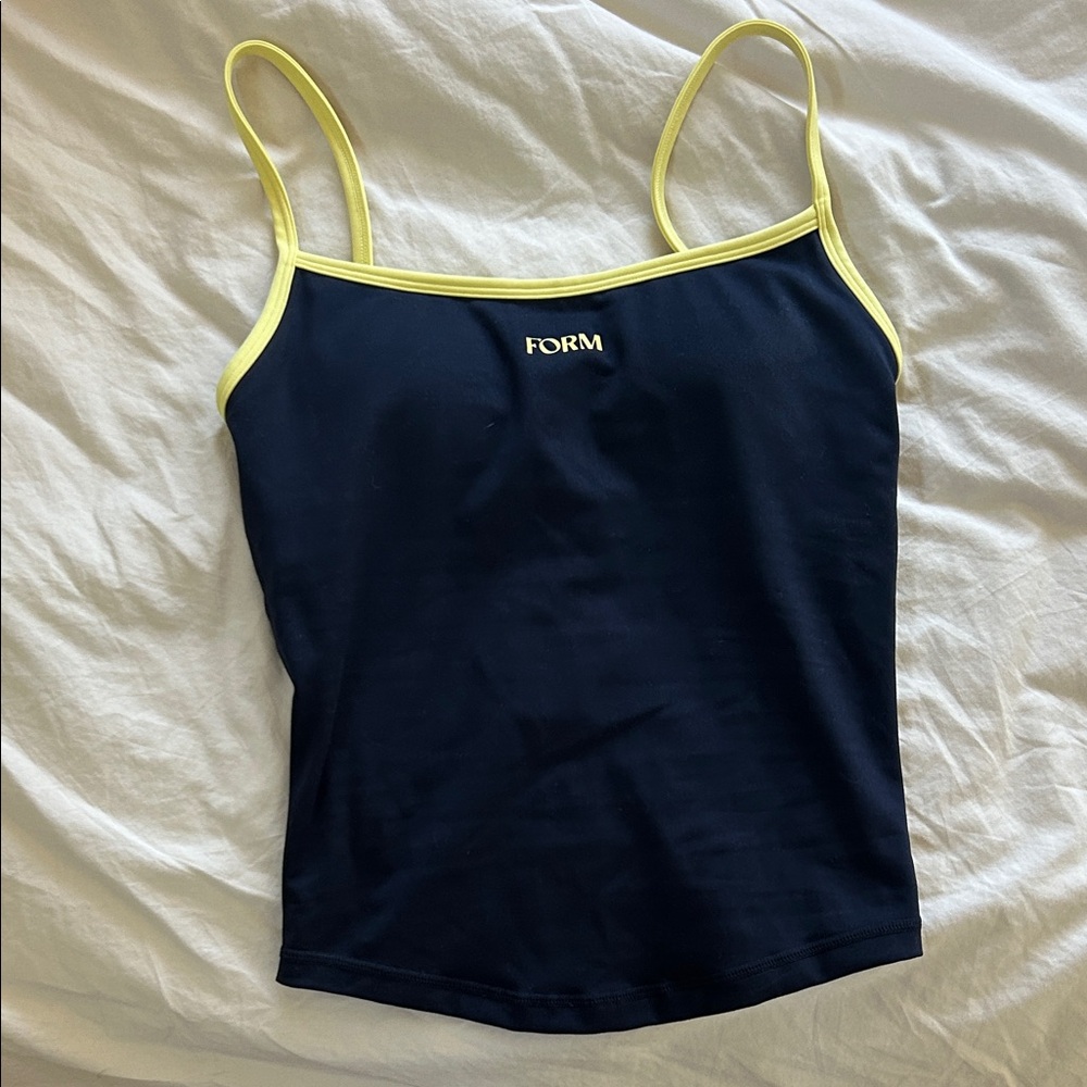 Women's Navy Tank Top with Yellow Trim